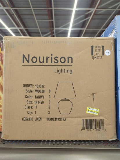 Nourison Lighting Ceramic and Linen Table Lamp