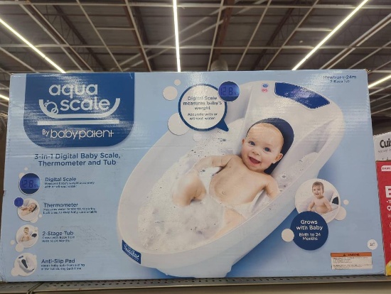 Aqua Scale 3-in-1 Digital Baby Scale, Thermometer, and Tub