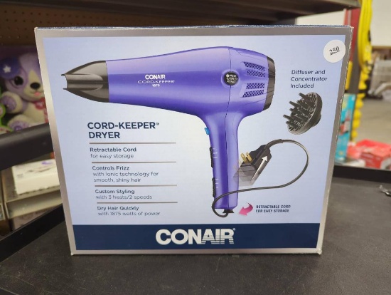 Conair Cord-Keeper 1875-Watt Hair Dryer with Attachments