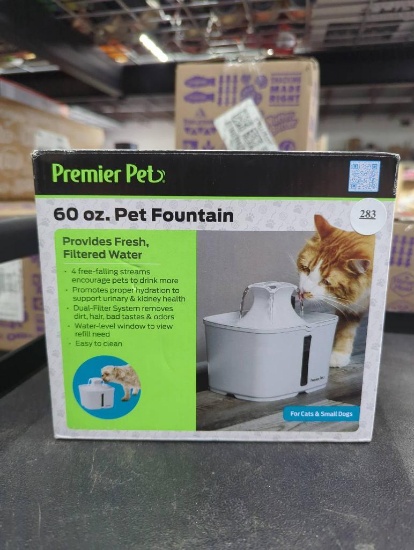 Premier Pet 60 oz. Pet Fountain for Cats and Small Dogs