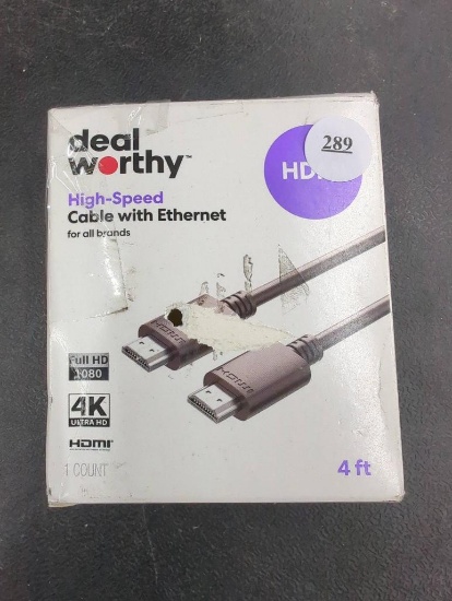 Deal Worthy High-Speed HDMI Cable with Ethernet, 4 ft
