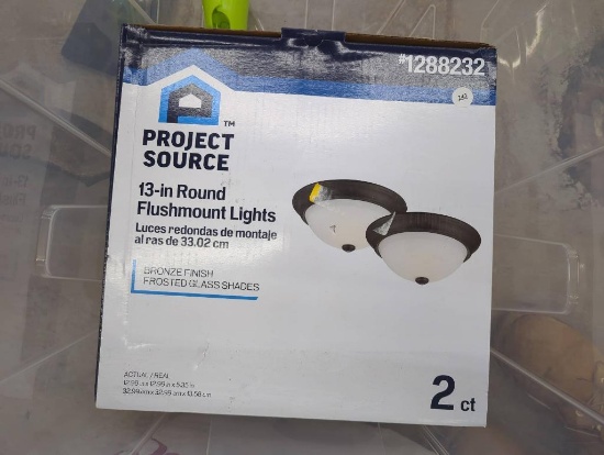 Project Source 13-in Round Flushmount Lights (2-Pack, Open Box)
