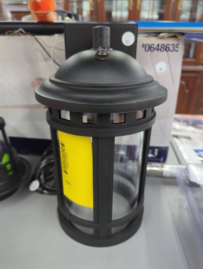 Black Outdoor Wall-Mounted Lantern Light Fixture with Glass Panels