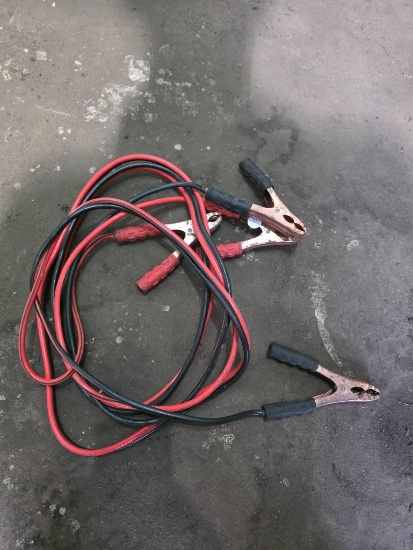 Red and Black Jumper Cables with Metal Clamps