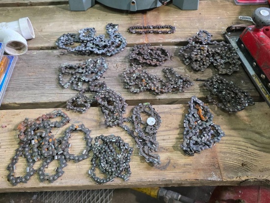 Lot of 12 Varied Size Chainsaw Chains