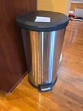 Stainless Steel Pedal Trash Can with Black Lid