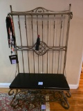 Metal Hall Tree with Bench and Hooks