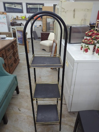 Three-Tier Shelf With Metal Frame and Gold-Tone Accents