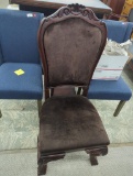 6 Upholstered Chairs with Carved Frames, 20 x 19 x 46 in