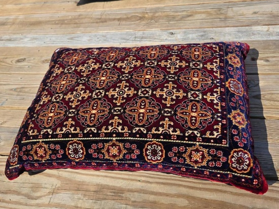 Ornamental 27 1/2 x 21 Pillow with Patterned Textile and Dark Backing