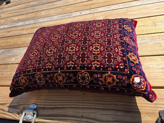 27 1/2 x 21 Decorative Pillow With Red and Blue Patterned Design