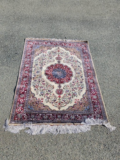 Handwoven Persian-Style Rug with Floral Medallion, 70 x 45.5