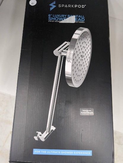 SparkPod 8-Inch Luxury Rainfall Shower Head with Adjustable Arm