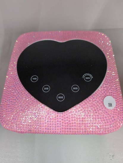 Pink LED Nail Lamp With Rhinestone Design