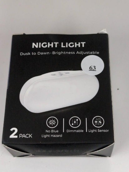 Night Light 2-Pack with Adjustable Brightness and Dusk-to-Dawn Sensor