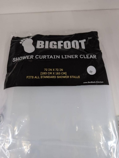 Bigfoot Shower Curtain Liner Clear, 72 x 72 Inches