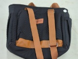 HSHRICH Black and Brown Backpack with Chevron Stitching