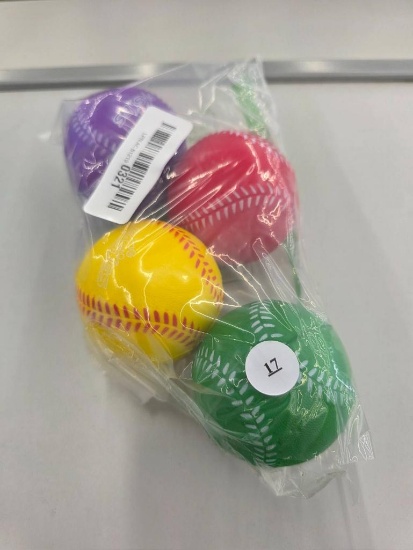 Colorful Set of 4 Plastic Baseball-Style Balls in Original Packaging