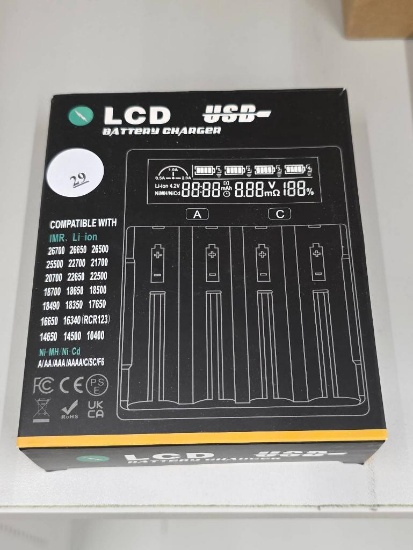 LCD USB Battery Charger for Various Lithium-Ion Batteries, Open Box