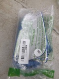 Packaged Blue Plastic Item with Barcode and Warning Label