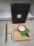 Outdoor Garden Thermometer and Hummingbird Decoration Set with Stand