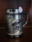 Silver-Tone Glass Mug with Embossed Aquatic Design, 4H