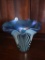 Iridescent Art Glass Vase with Freeform Rim, 6 H