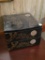 Black Lacquered Two-Tier Storage Box with Floral Motif,