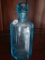 Blue Glass Decanter With Faceted Stopper, 7H,