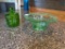 2 Glass Items, Including Green Covered Jar and Bowl,