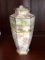 Nippon Hexagonal Vase with Gold Trim, Floral Motif, 9.5 Inches Tall,