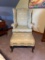 Wingback Chair and Ottoman Upholstered with Dragonfly Pattern