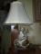 16-Inch Figurative Table Lamp with Shade Depicting Fisherman Holding Fish