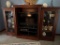 Wooden Entertainment Center With Glass Cabinets and Adjustable Shelving,