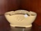Ceramic Oval Cream-Colored Vase with Embossed Design