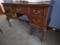 Wooden Desk With Brass Pull Handles, Unsigned, 48L x 19 3/4W x 30 1/2H
