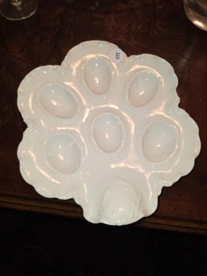 Signed H&O L France Egg Dish, 8 1/4L,