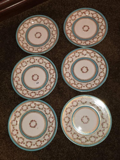6 Bailey Banks & Biddle Co. Plates with Floral Design