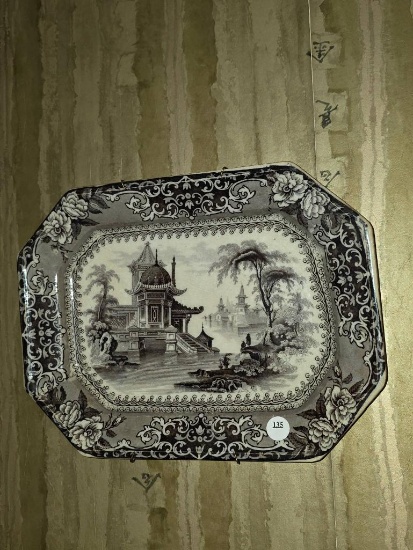 Ironstone Transferware Platter by Clemmenson, 14 Inches