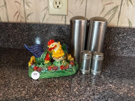 Lot of Assorted Items to Include Salt and Pepper Shakers and Rooster Figurine