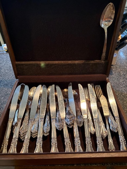 Silver Plated Flatware Set with Storage Box,