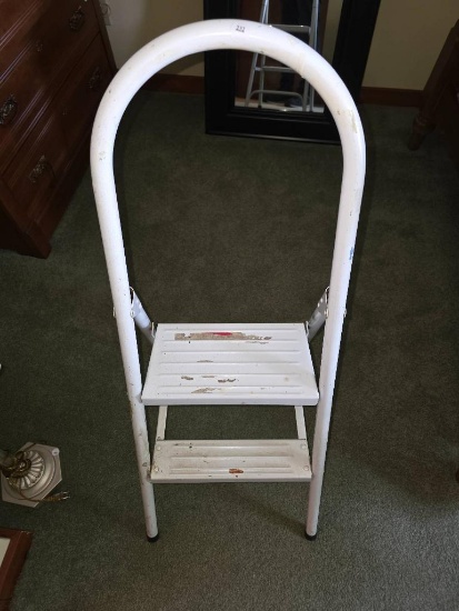 White Two-Step Folding Metal Ladder