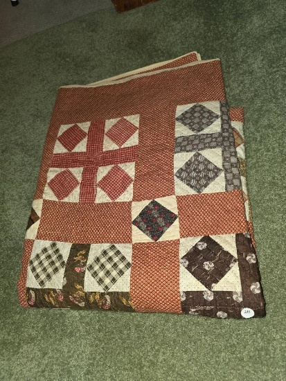 Patchwork Quilt in Approximate Queen Size With Geometric Patterns