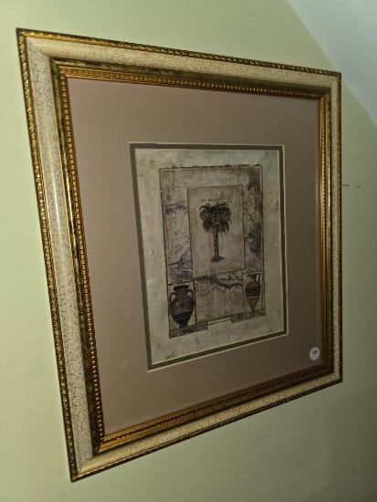Framed Botanical Artwork With Palm Tree Motif, 15 1/2 x 17