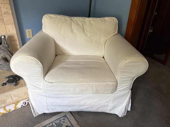 White Armchair With Slipcover,