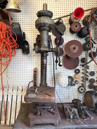 : Table Lot of Assorted Tools to Include Craftsman Drill Press and Grinder
