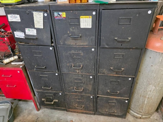 3 Metal File Cabinets with Multiple Drawers