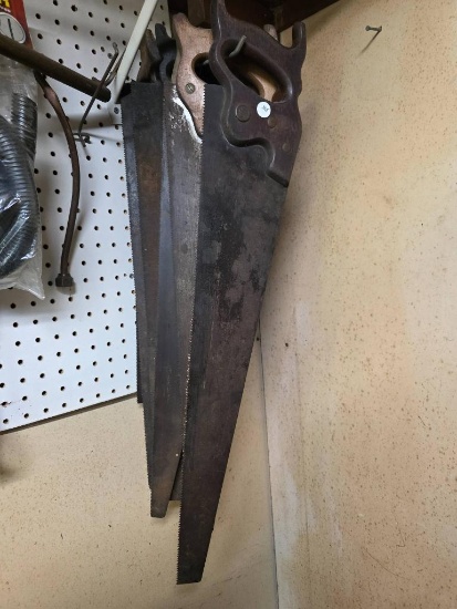 Lot of Hand Saws with Wooden Handles