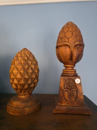 Wooden Pinecone Sculptures, Tallest 14H & Smallest 10H