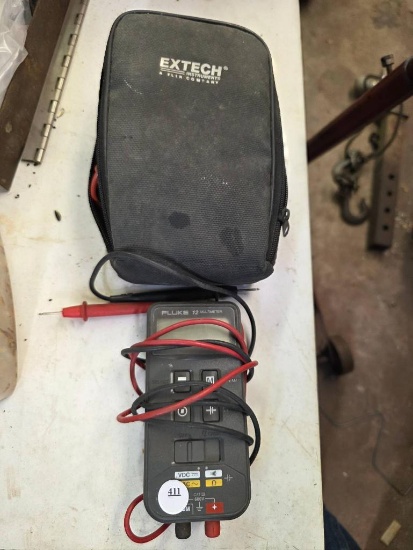 Extech and Fluke Multimeters with Accessories